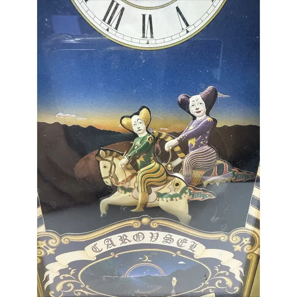 Vintage Sankyo Carousel Clown Clock Clair Lune Musical Taiwan 11-038 Works *